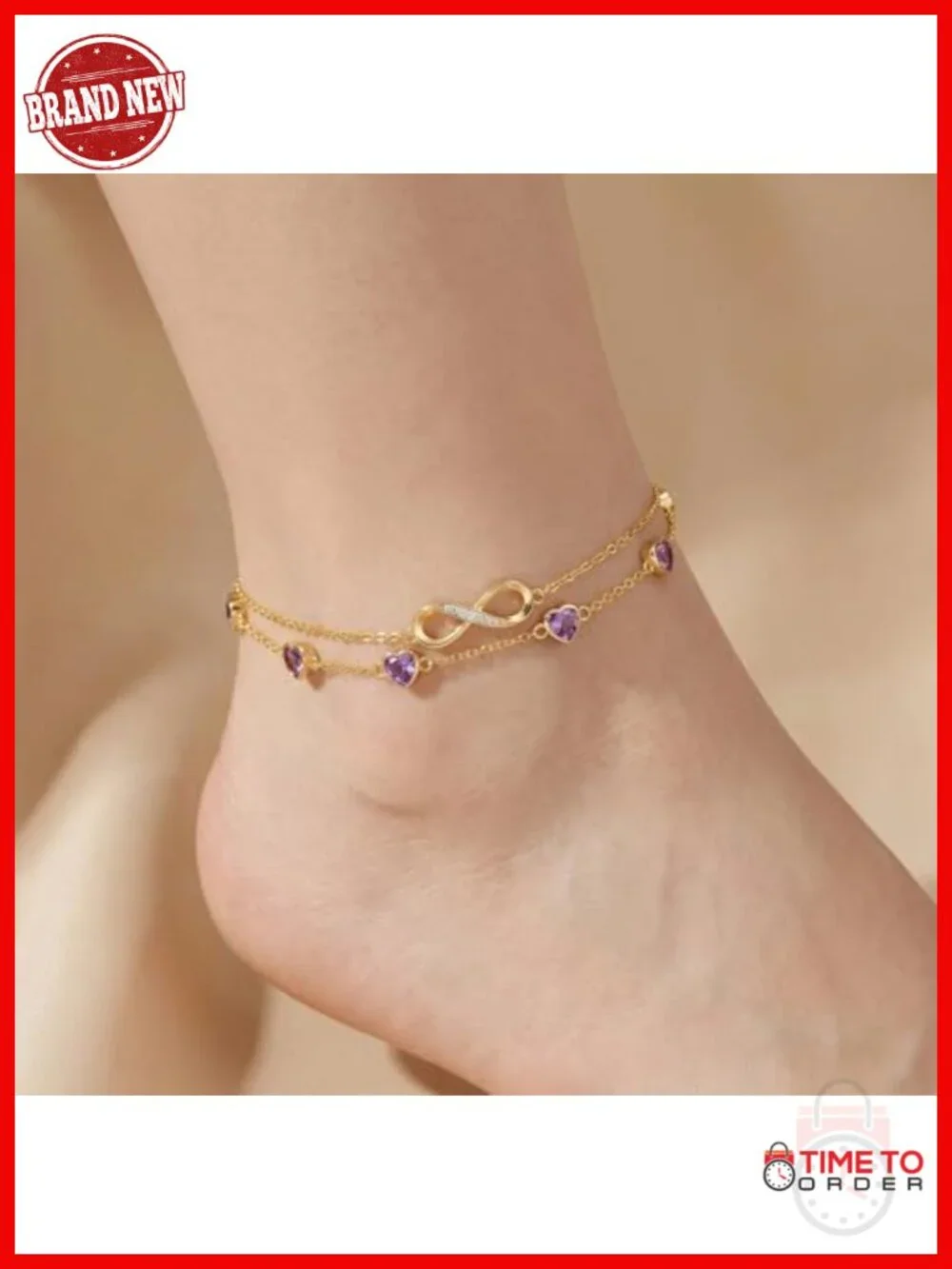 Infinity Birthstone Charm Link Bracelet/Anklet 925 Sterling Silver Adjustable